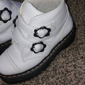Dr. Martens Women's Devon Quad Flower Buckle - White Milled NappaBoots